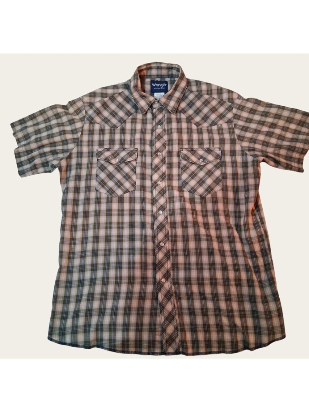 Wrangler Men’s Western Plaid Short Sleeve Snap Button Shirt Large